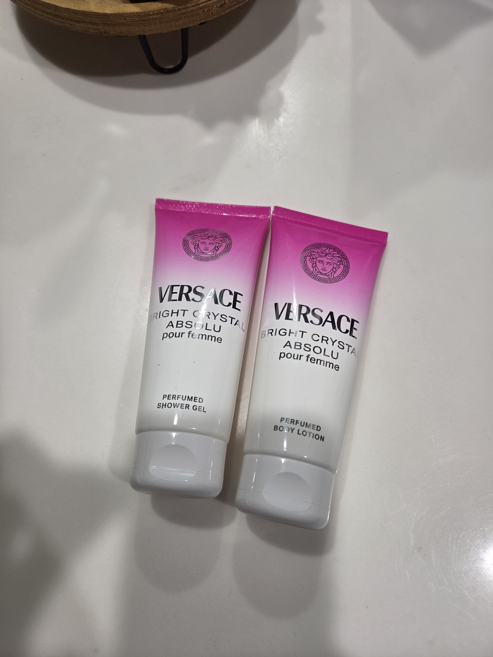 Versace Bright Crystal Absolu Perfumed Body Lotion & Shower Gel - Pink/White